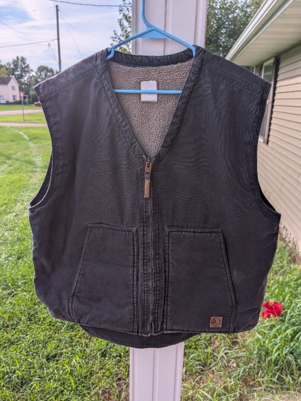 Berne Heartland Sherpa Lined Canvas Duck Vest Black Mens XL Regular VW531